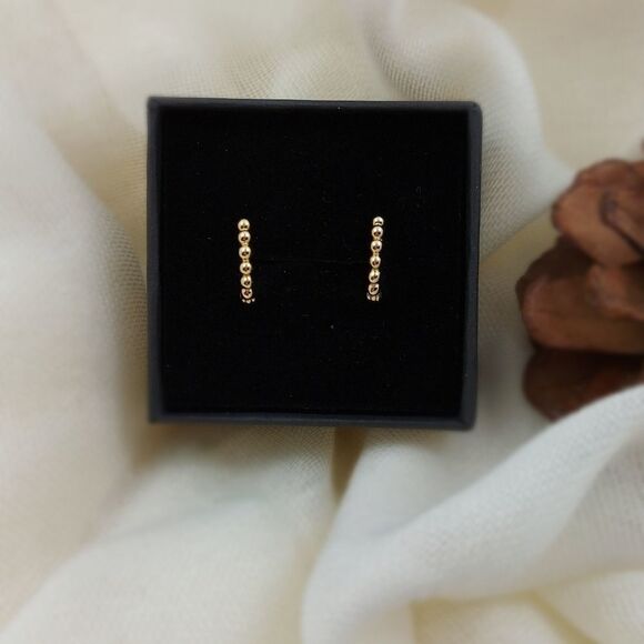 925 Sterling Silver Gold Huggies Earrings - Picture 2 of 8